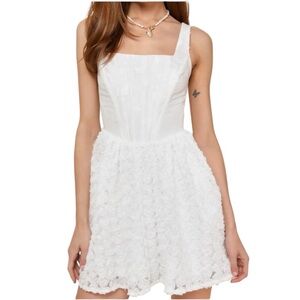 Lulus Gorgeous Bliss White Jacquard Rosette Bustier Mini Dress XS New with Tags